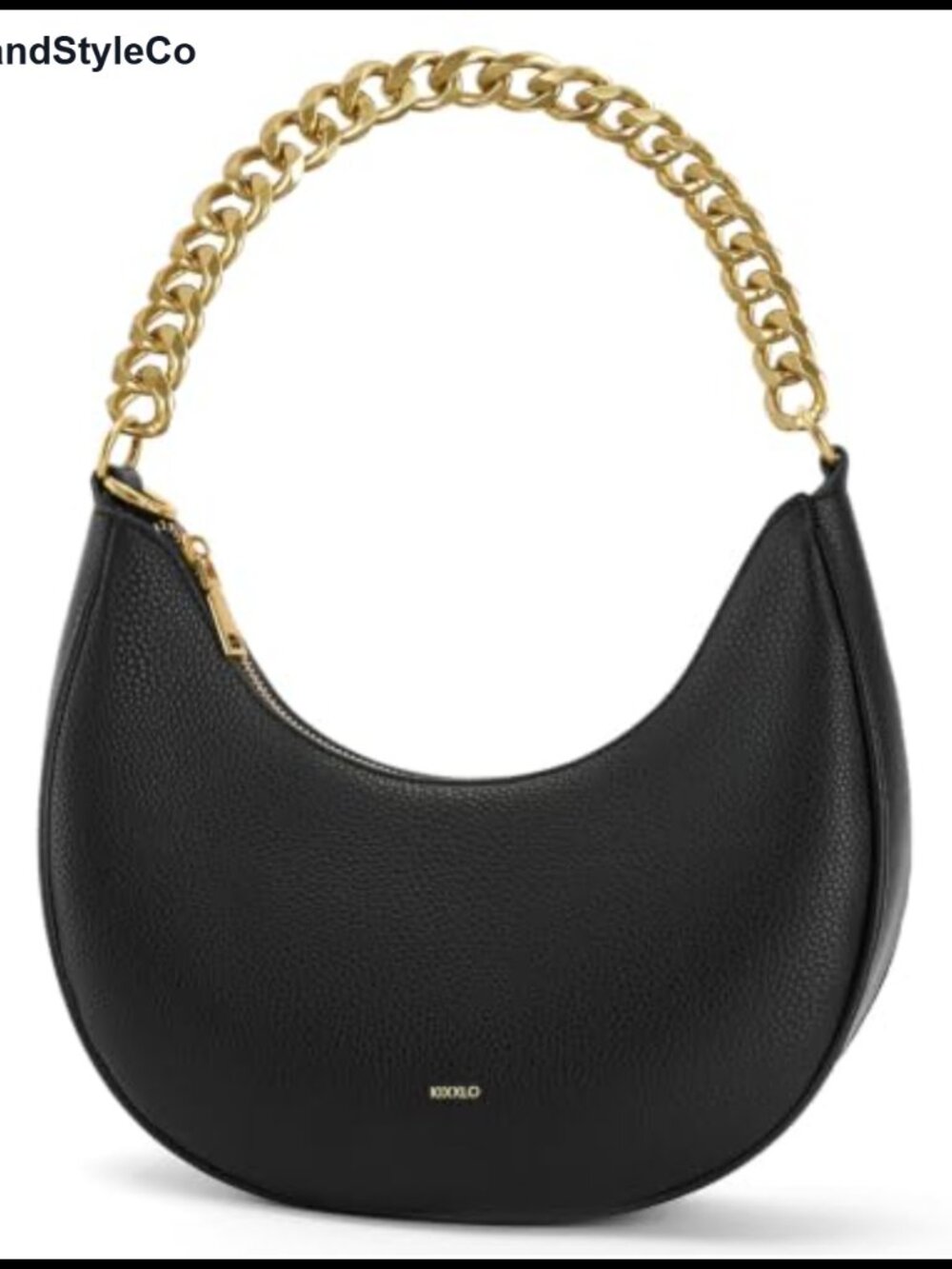Vegan Leather Crescent Shoulder Bag with Chain Strap Small Purse
